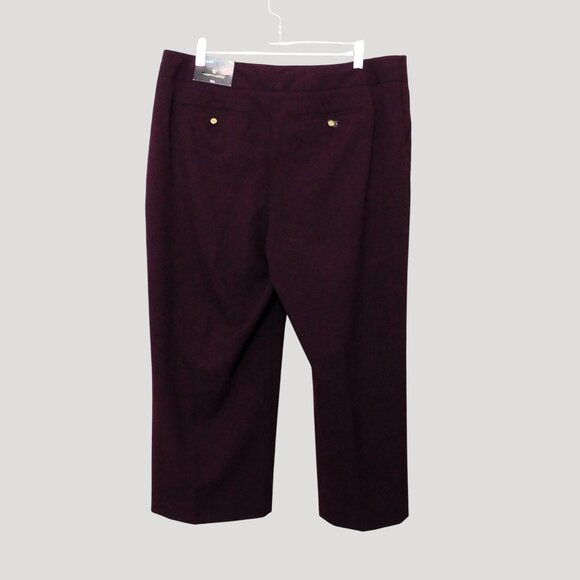 Worthington Cropped Pants Size 14 Burgundy Plum Purple Wide Leg Poly Blend NWT - Picture 4 of 7